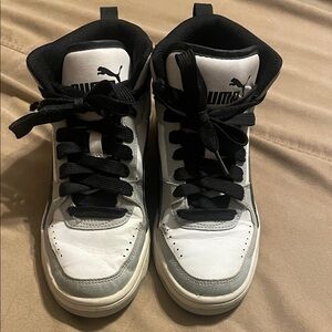 Puma Black and White High-Top Sneakers